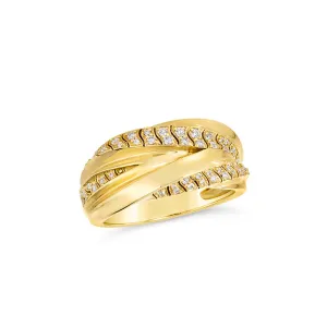 18k Dunas Yellow Gold Ring With 0.26 Cts Vs-Gh Diamonds