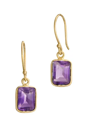 18k Gold Plated Amethyst 2.50 carat French wire earrings