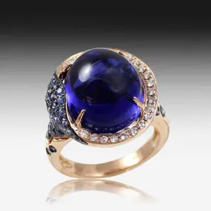 18kt Rose Gold Tanzanite, Sapphire and Diamond ring