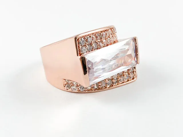 3 Layer Irregular Shaped Rose Gold Brass Ring