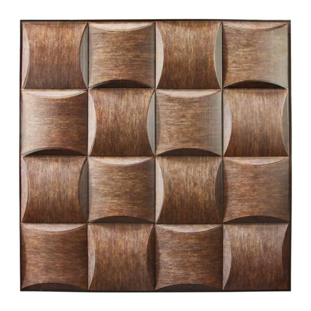 3D Brown Wood Block Peel and Stick Wall Tile