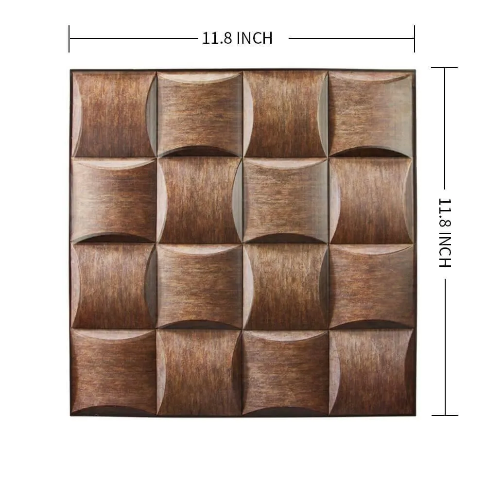 3D Brown Wood Block Peel and Stick Wall Tile