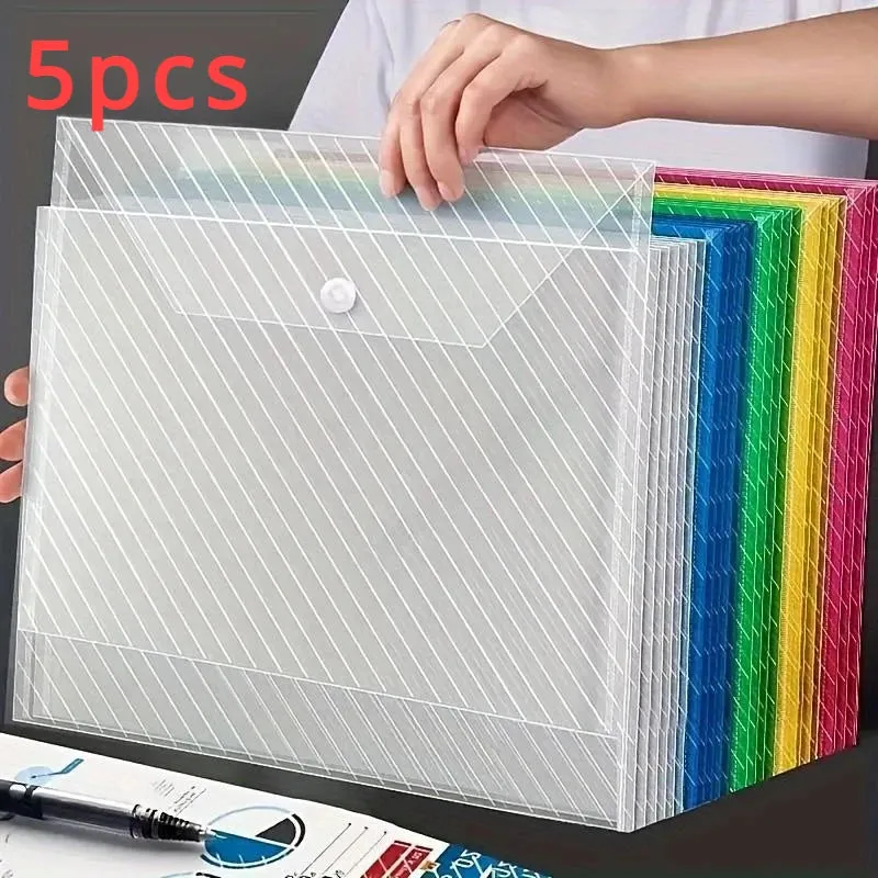 5pcs Random Color Waterproof File Bags - Large-capacity Organizer