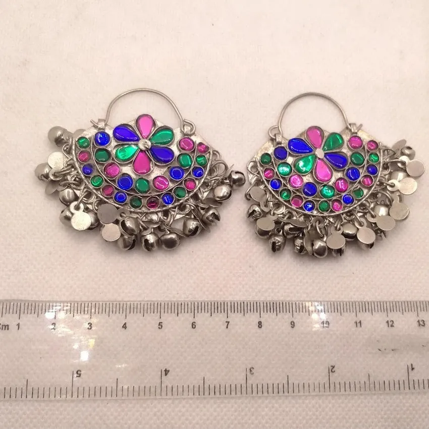 Antique Glass Stones Kuchi Earrings