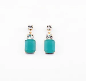 Aqua Crystal Small Drop Earrings