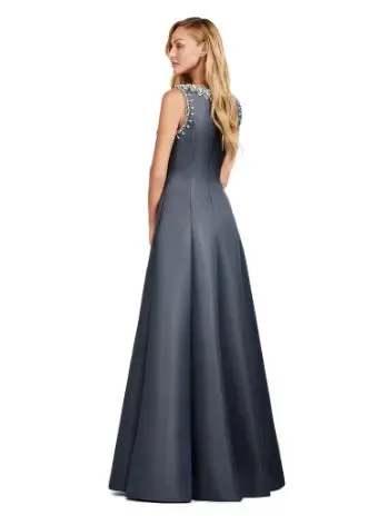 Ashley Lauren 11426 Long Prom Dress A-Line Satin Dress Crew Neckline Formal Pageant