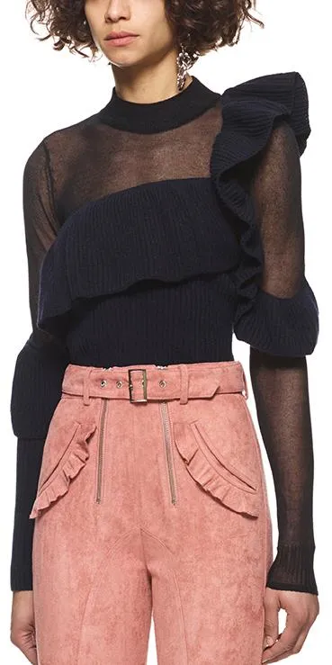 Asymmetric Frill Sweater