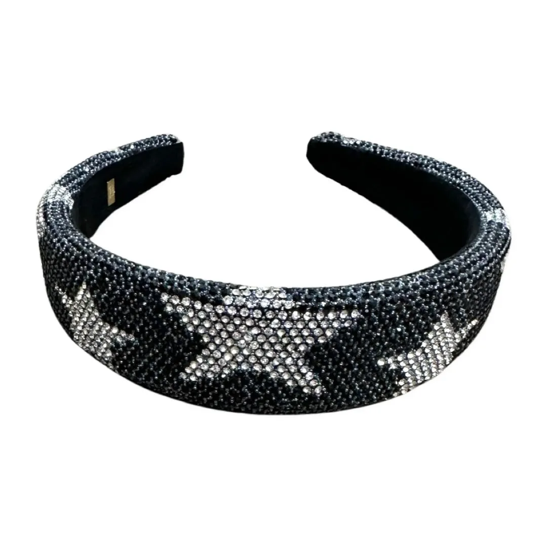 Bari Lynn Fully Crystalized Star Headband - Black