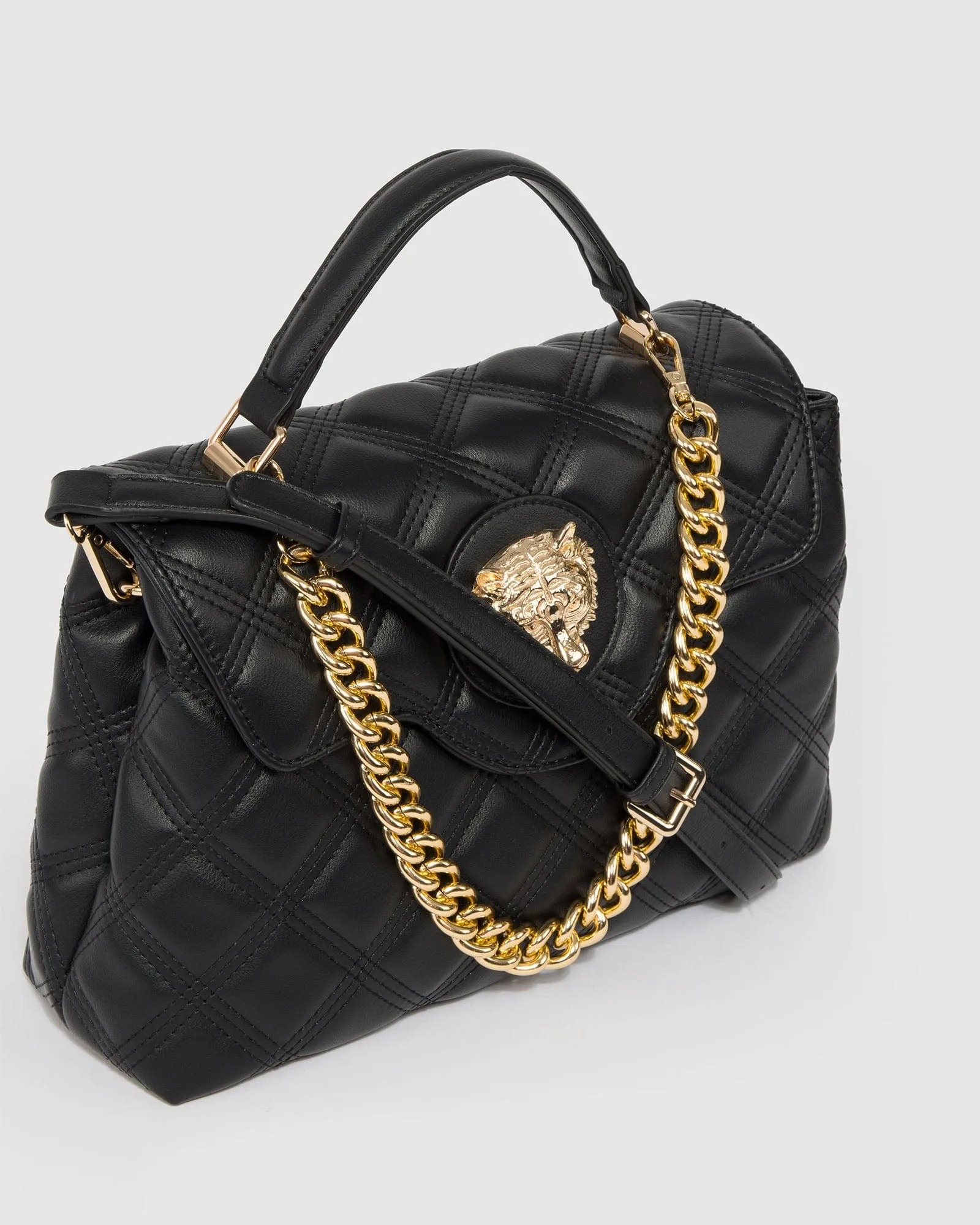 Black Asma Chain Top Handle Bag