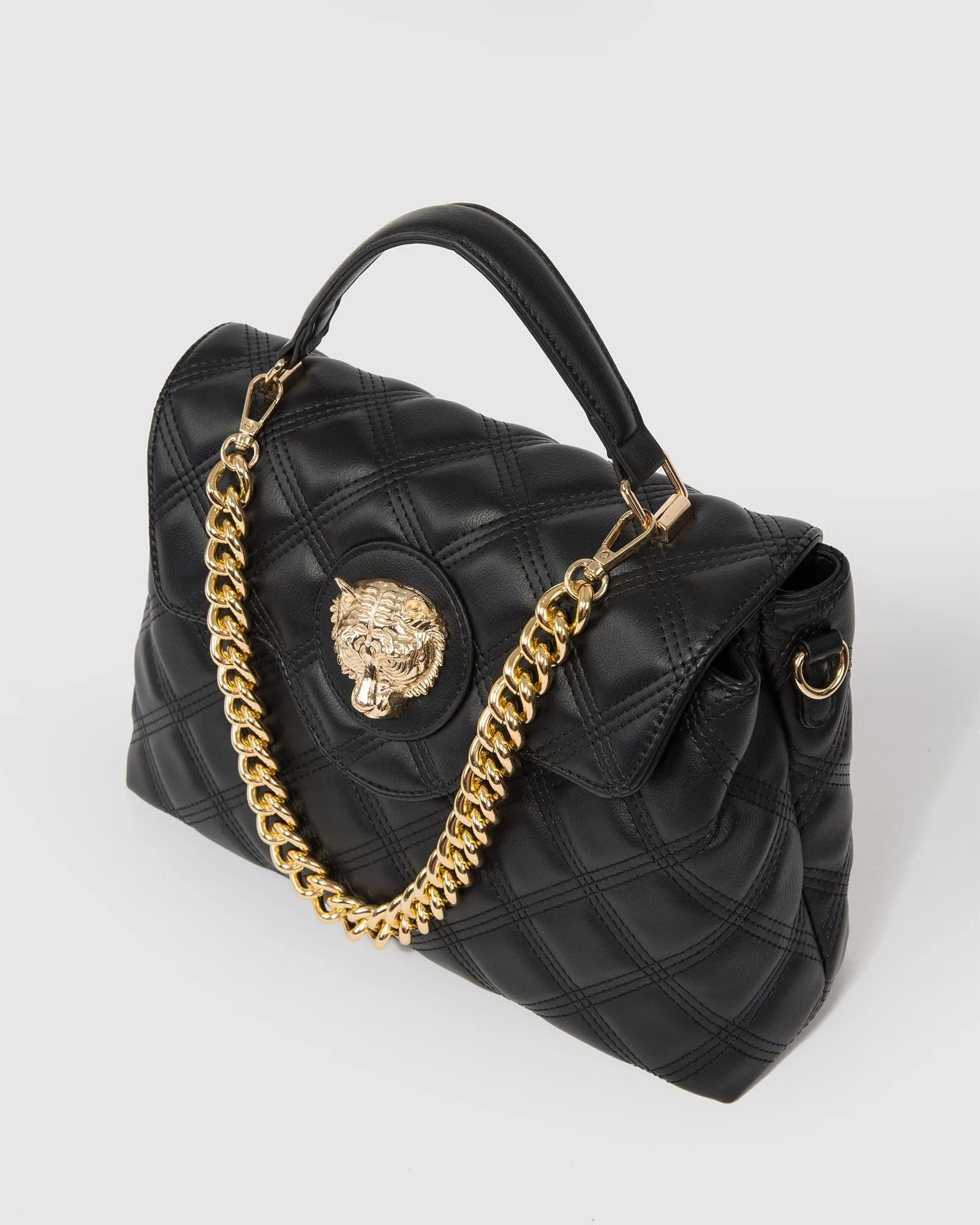 Black Asma Chain Top Handle Bag