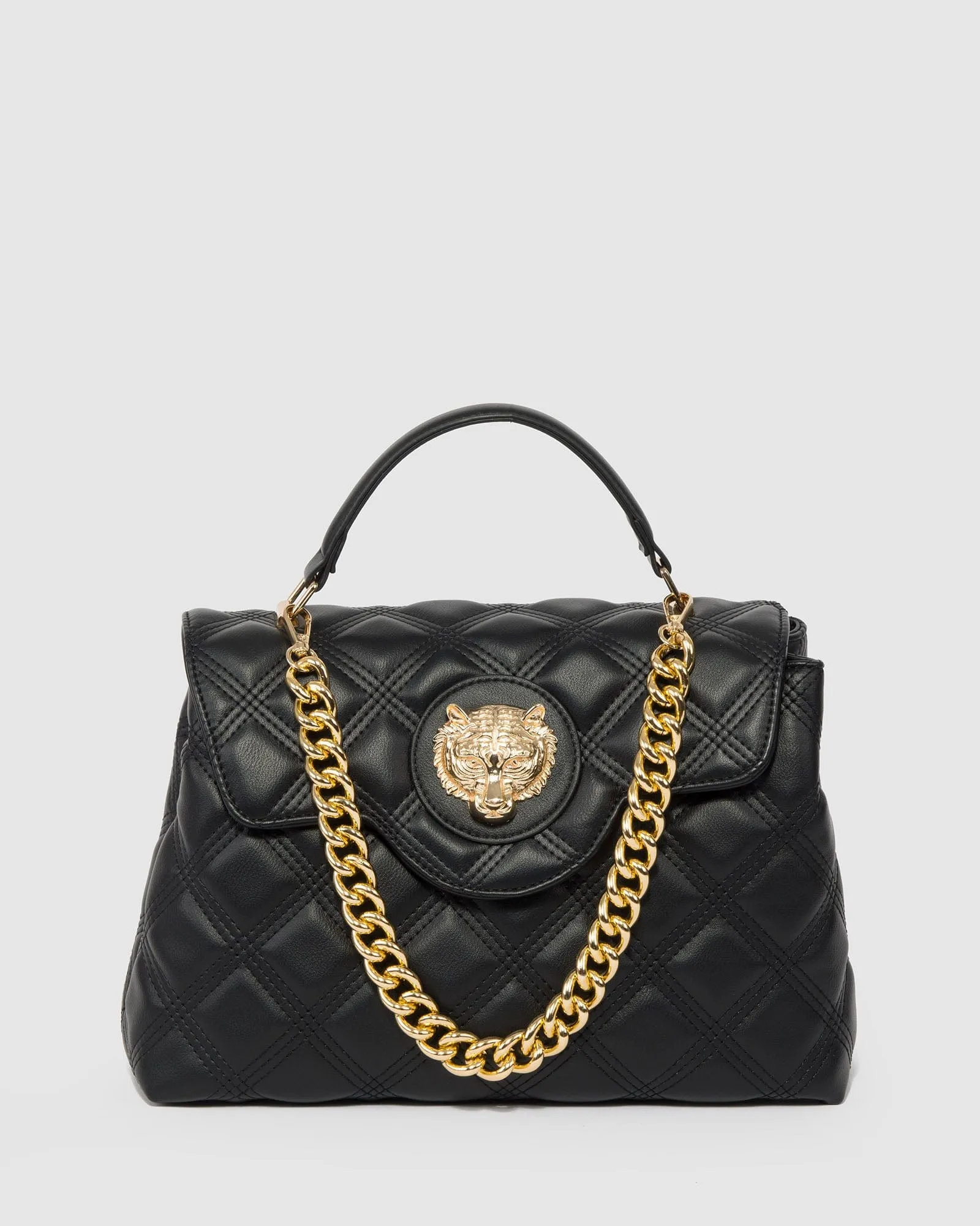 Black Asma Chain Top Handle Bag