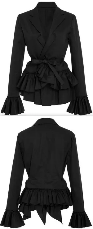 Black Ruffle Peplum Jacket