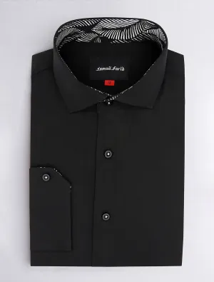 Black Shirt with white leaf details