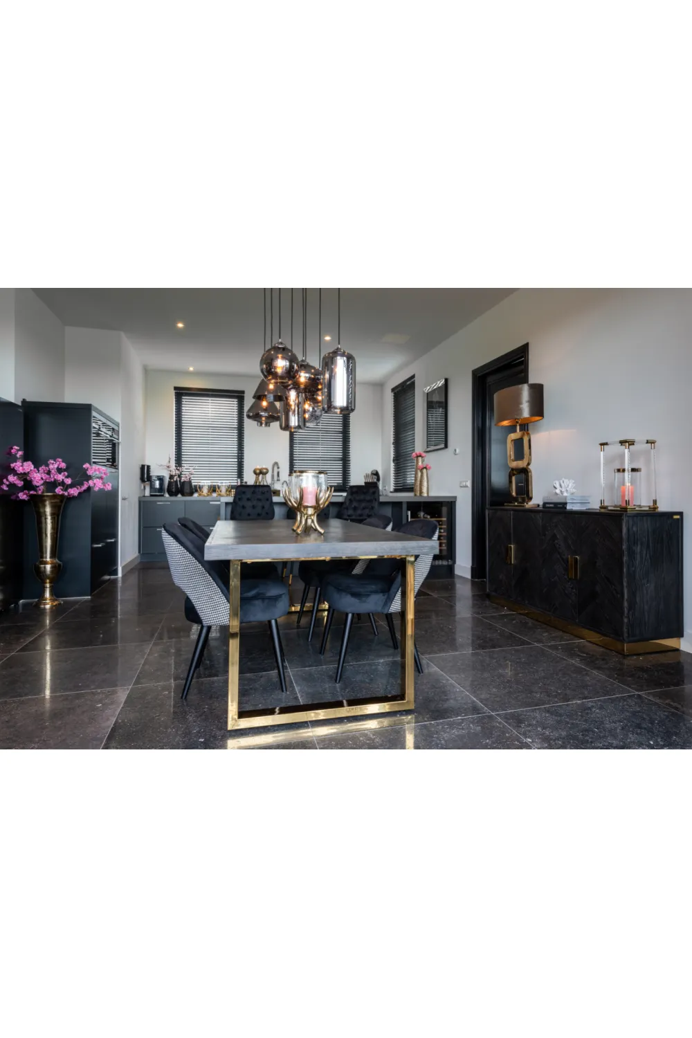 Black Velvet Gold Accent Bar Stool | OROA Imani