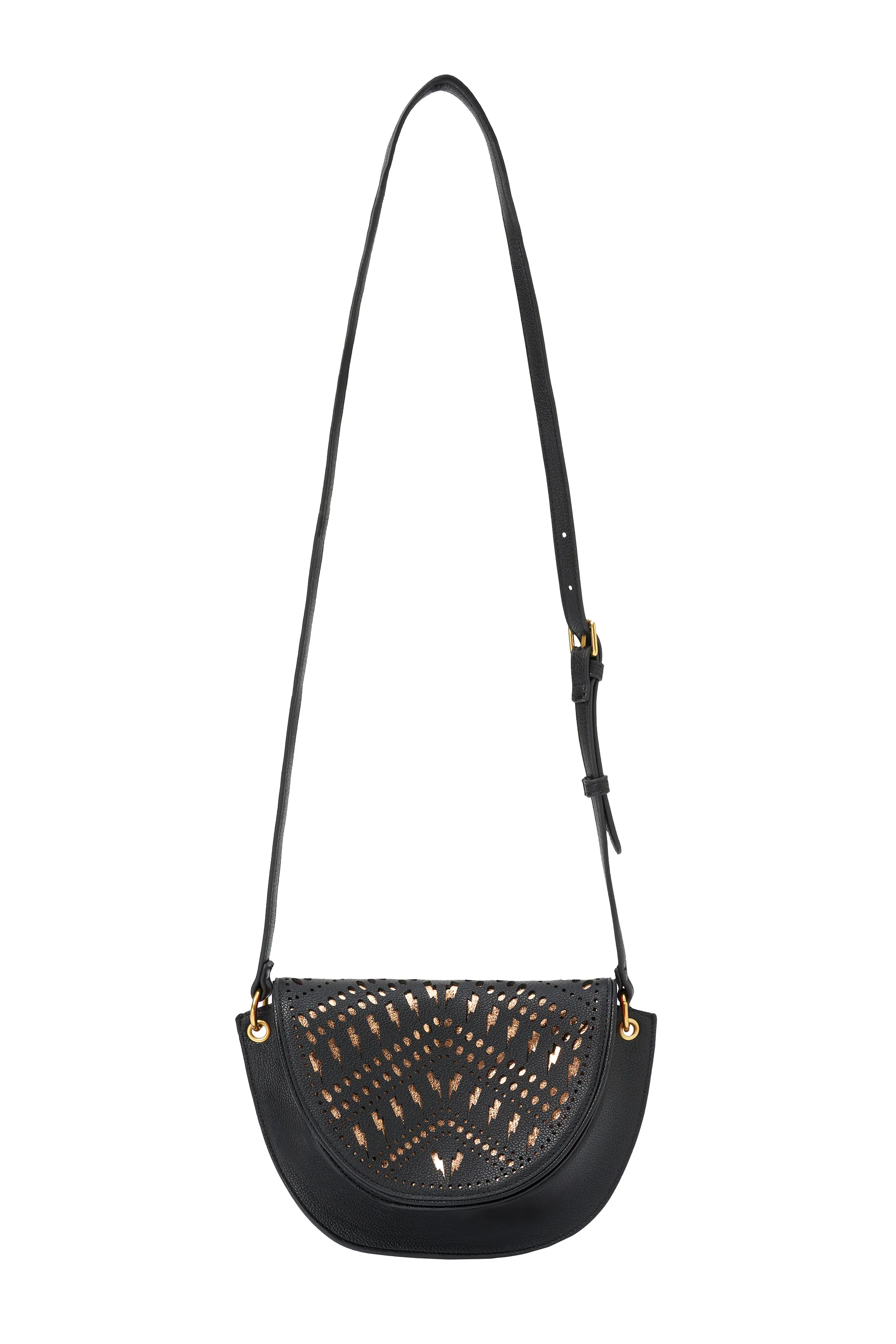 Black with Gold Laser Cut Saddle Bag