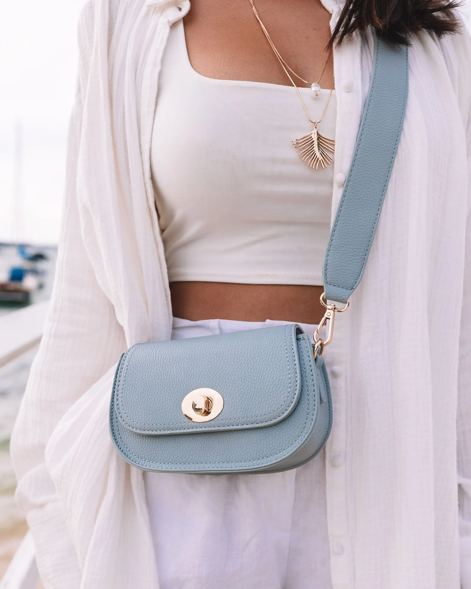 Blue Kalani Saddle Crossbody Bag