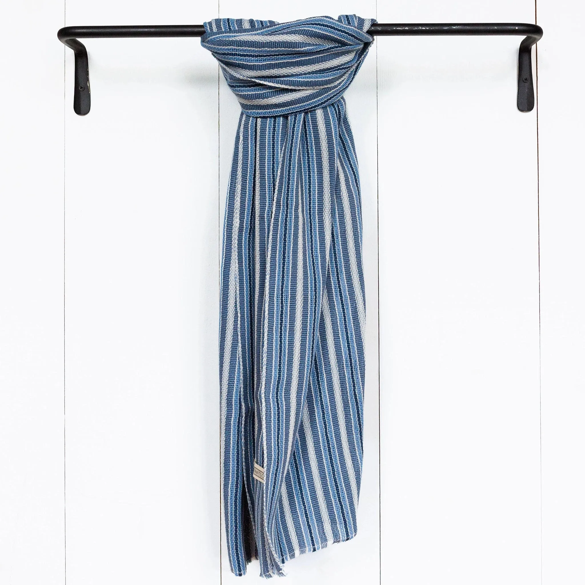 Blue Medley Stripe Handwoven Cotton Scarf