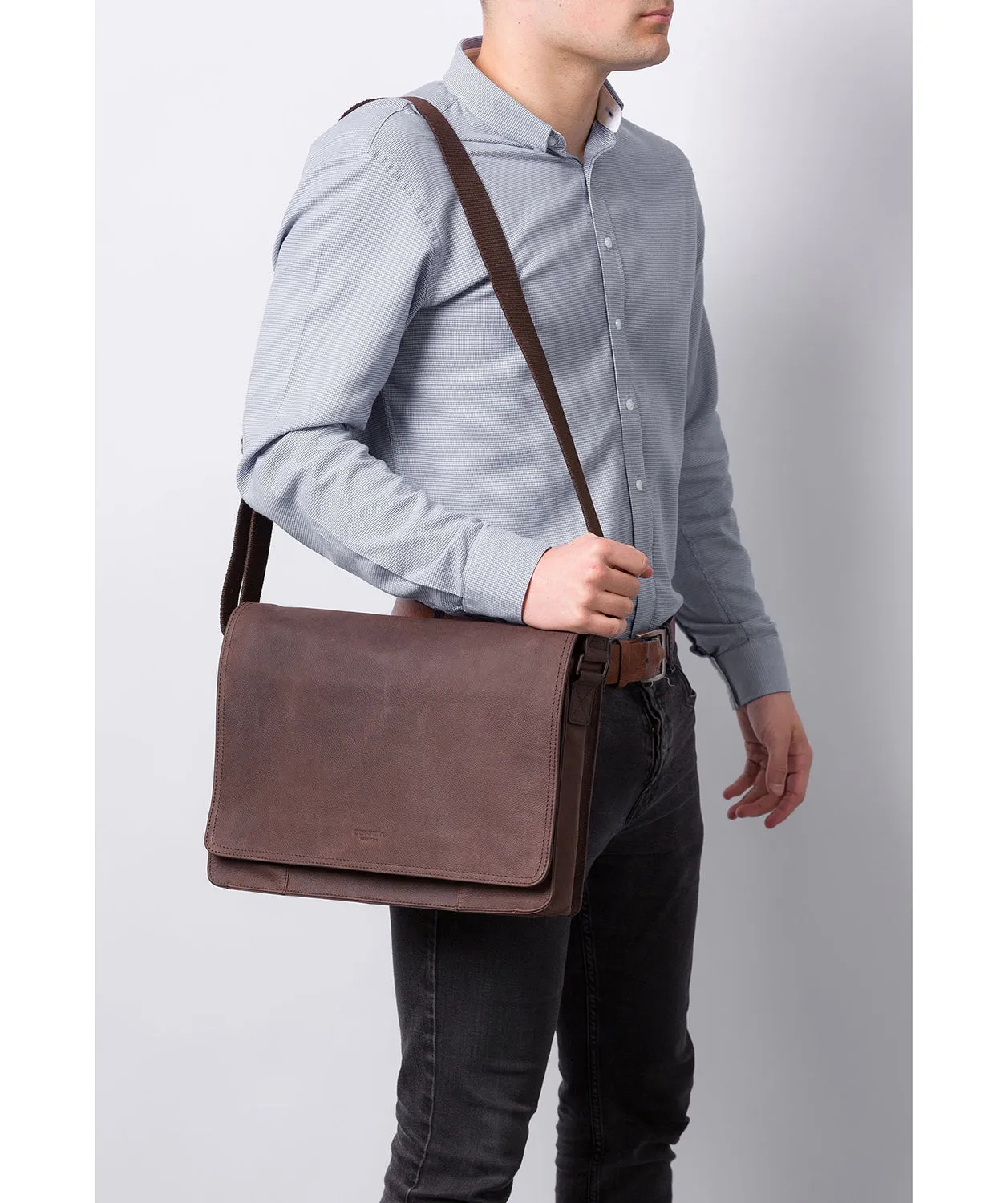 'Bolt' Vintage Brown Leather Messenger Bag