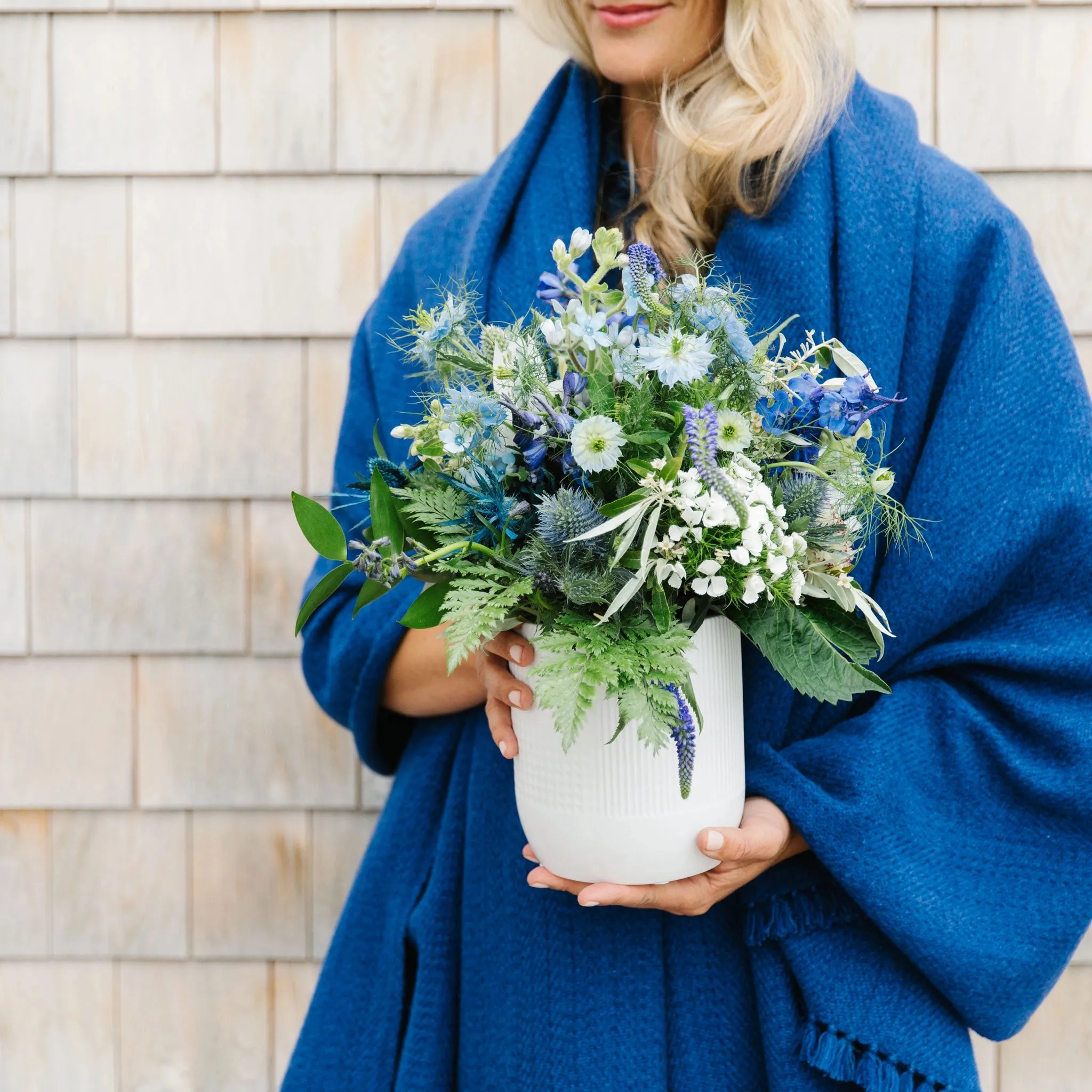 Bright Navy Handwoven Cashmere Throw