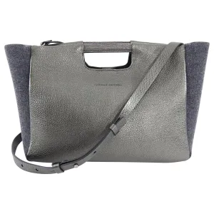 Brunello Cucinelli Grey Monili Bead Trim Small Tote Crossbody