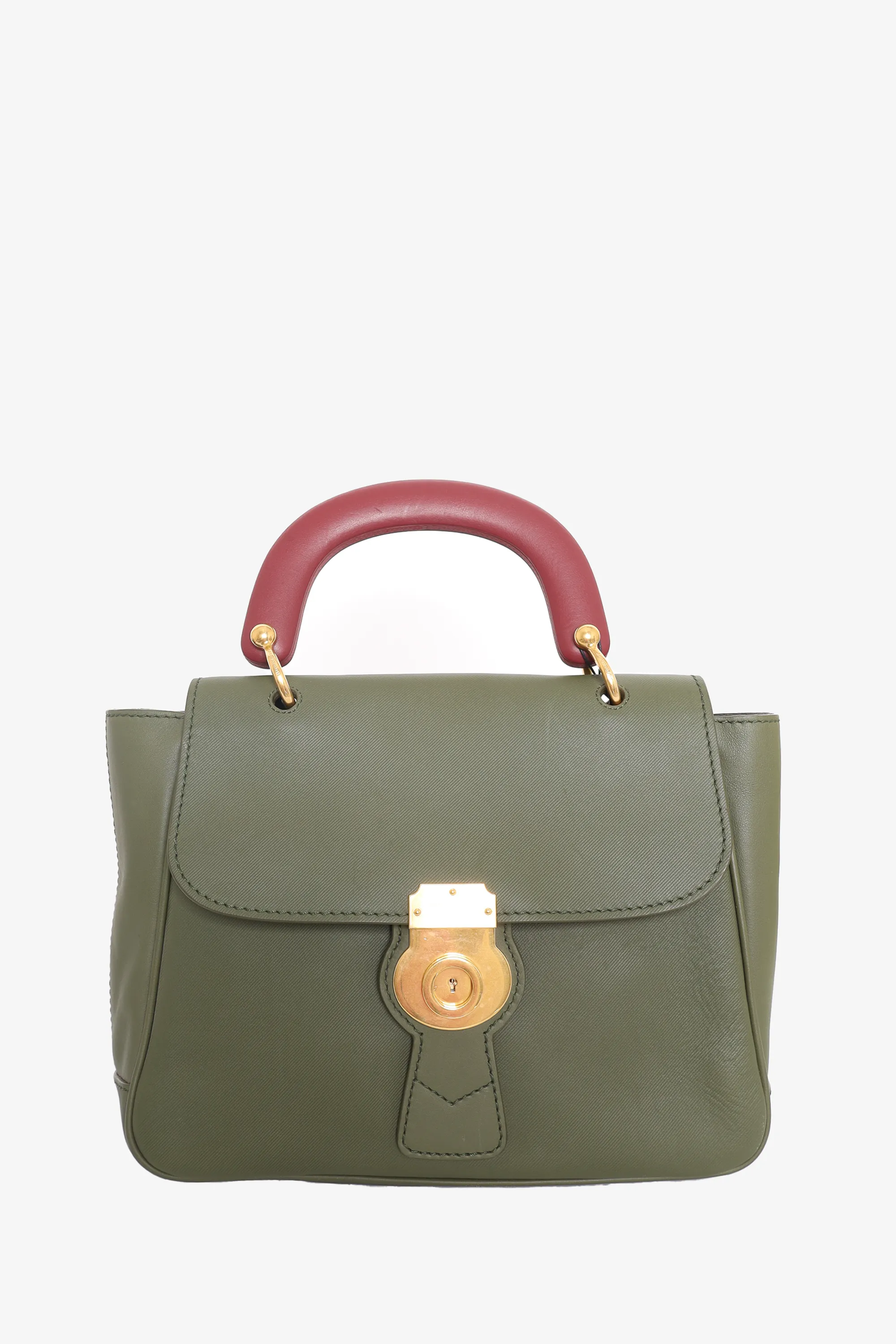 Burberry Green Leather DK88 Top Handle Bag with Strap