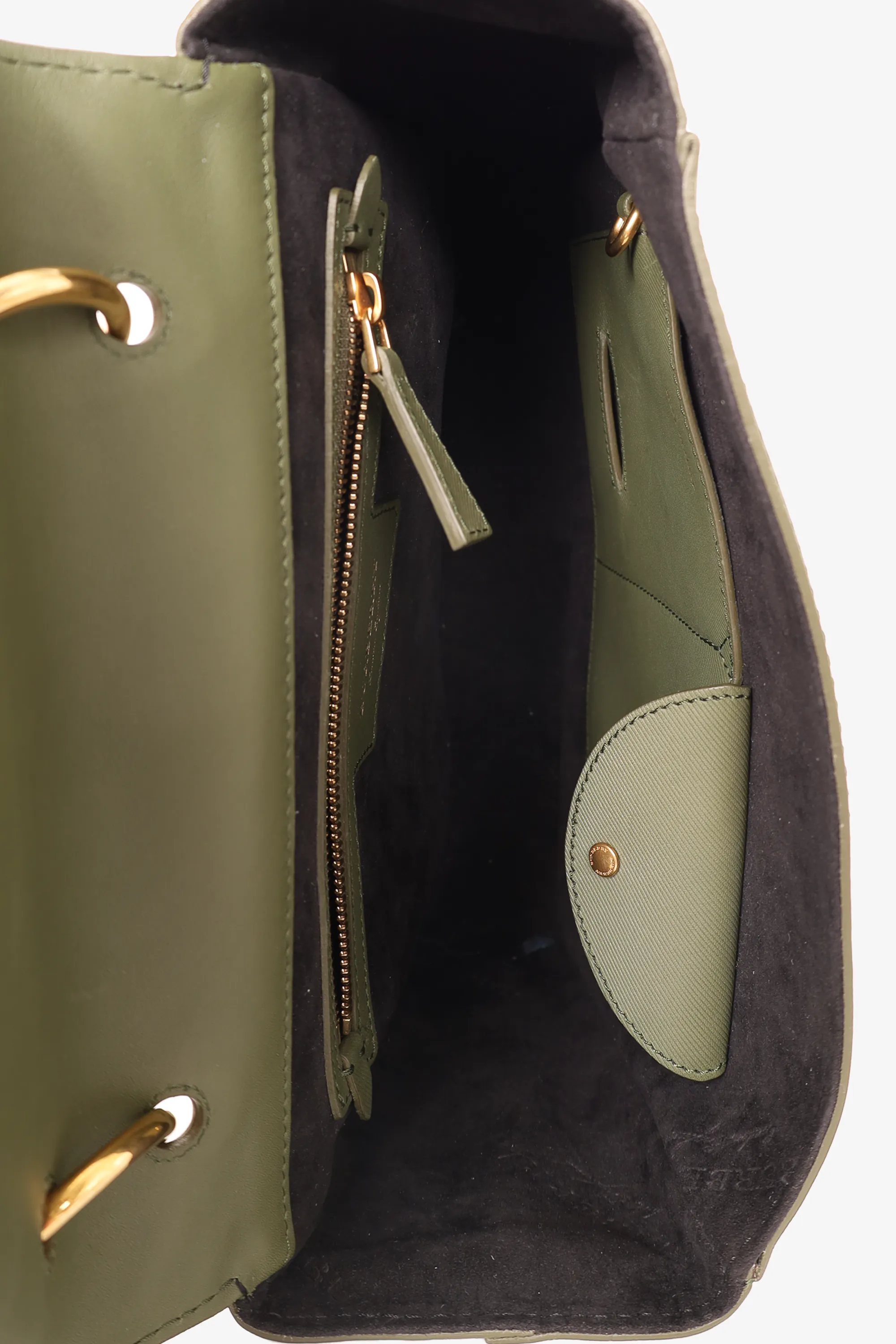 Burberry Green Leather DK88 Top Handle Bag with Strap