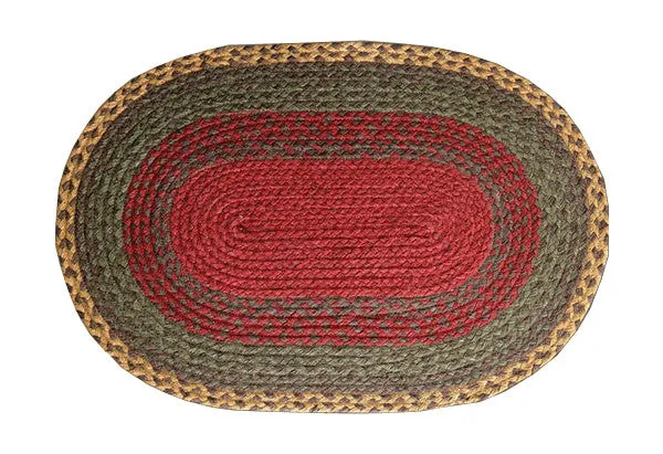 Burgundy/Green/Sunflower Braided Rug In Different Shapes And Sizes