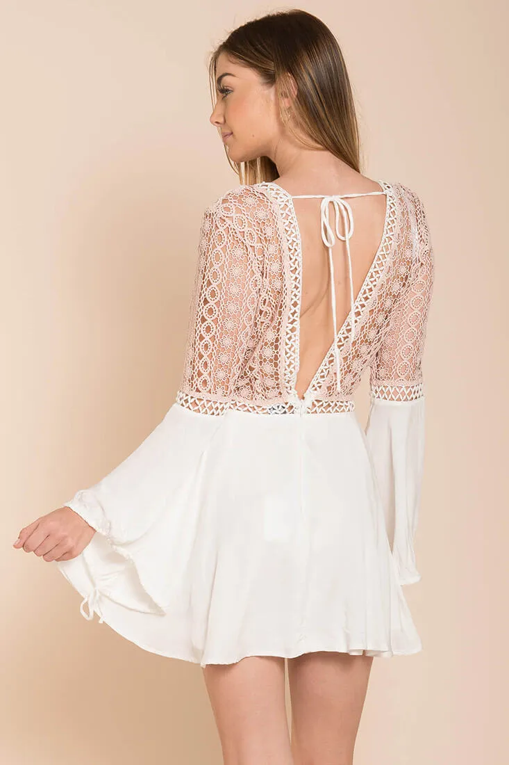 Carson Crochet Details Dress White