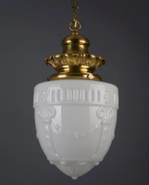 Cased Glass Pendant with Neoclassical Details