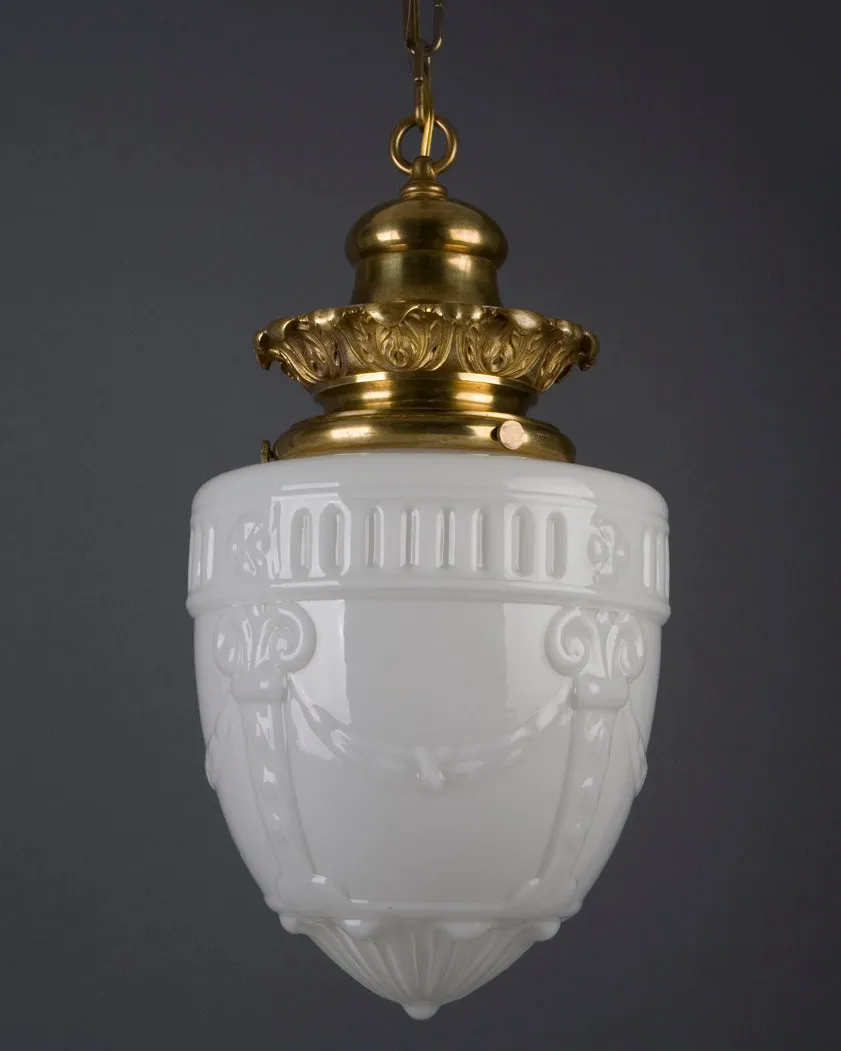 Cased Glass Pendant with Neoclassical Details