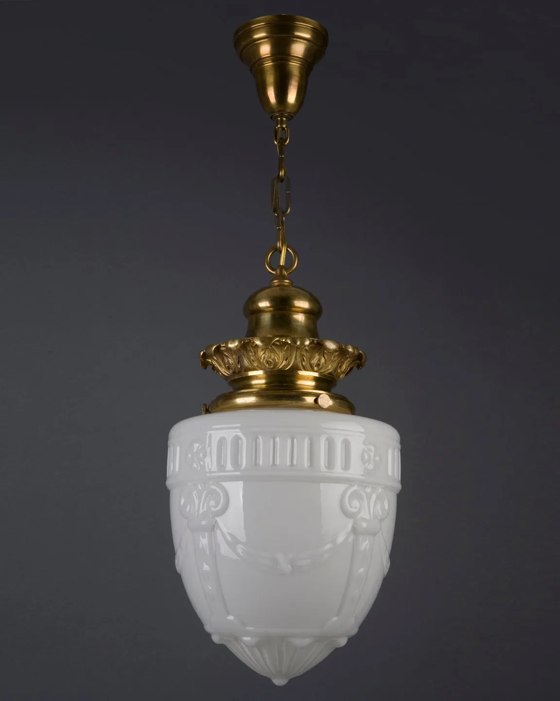 Cased Glass Pendant with Neoclassical Details