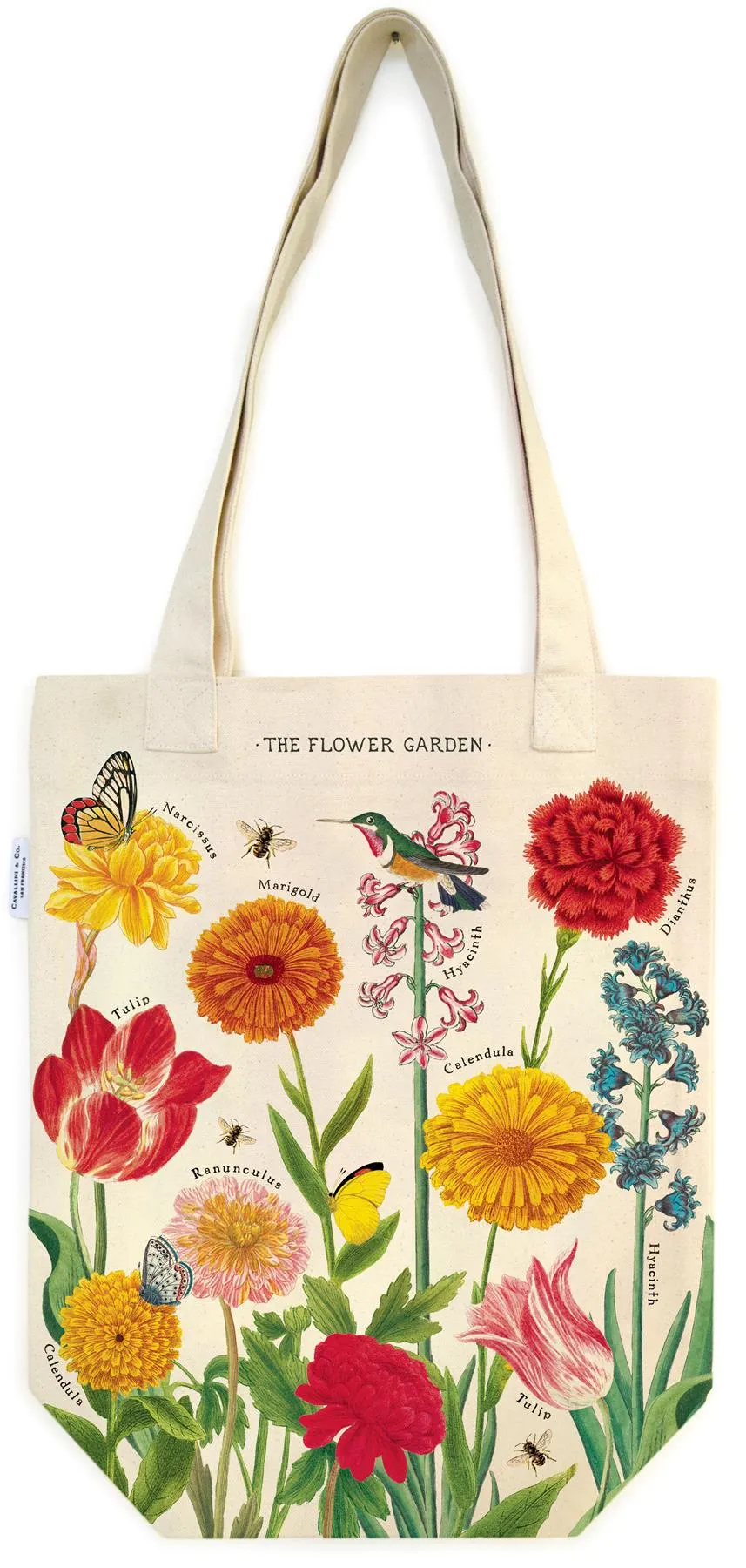 Cavallini - 100% Natural Cotton Vintage Tote Bag - 33x40.5cms - The Flower Garden