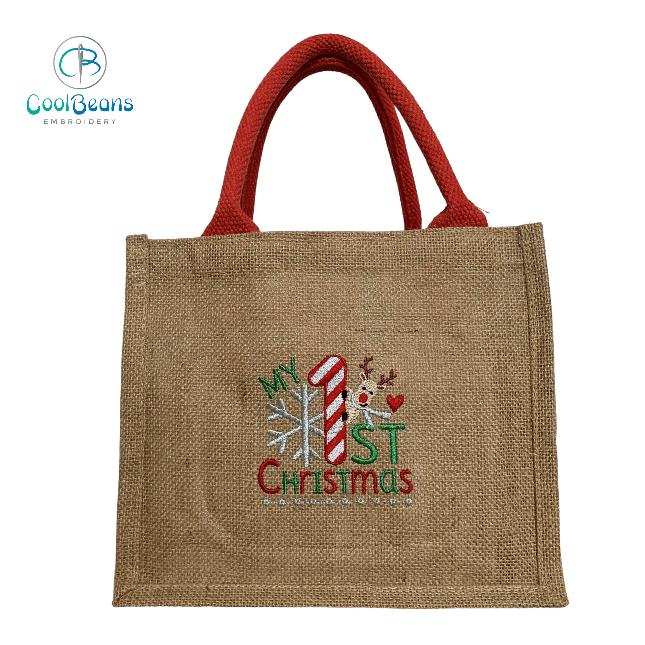 Christmas Jute Gift Bag - My 1st Christmas - Personalised