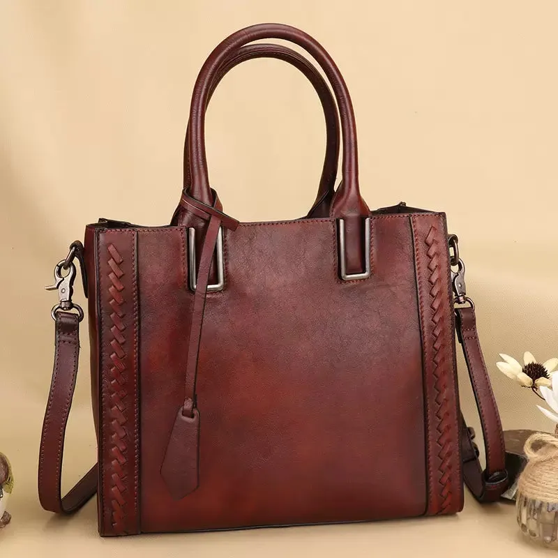 Classy Ladies Small Leather Tote Bag Top Handle Handbag For Women