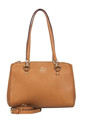 Coach - Brown Leather Convertible Shoulder Bag w/ Multiple Pockets