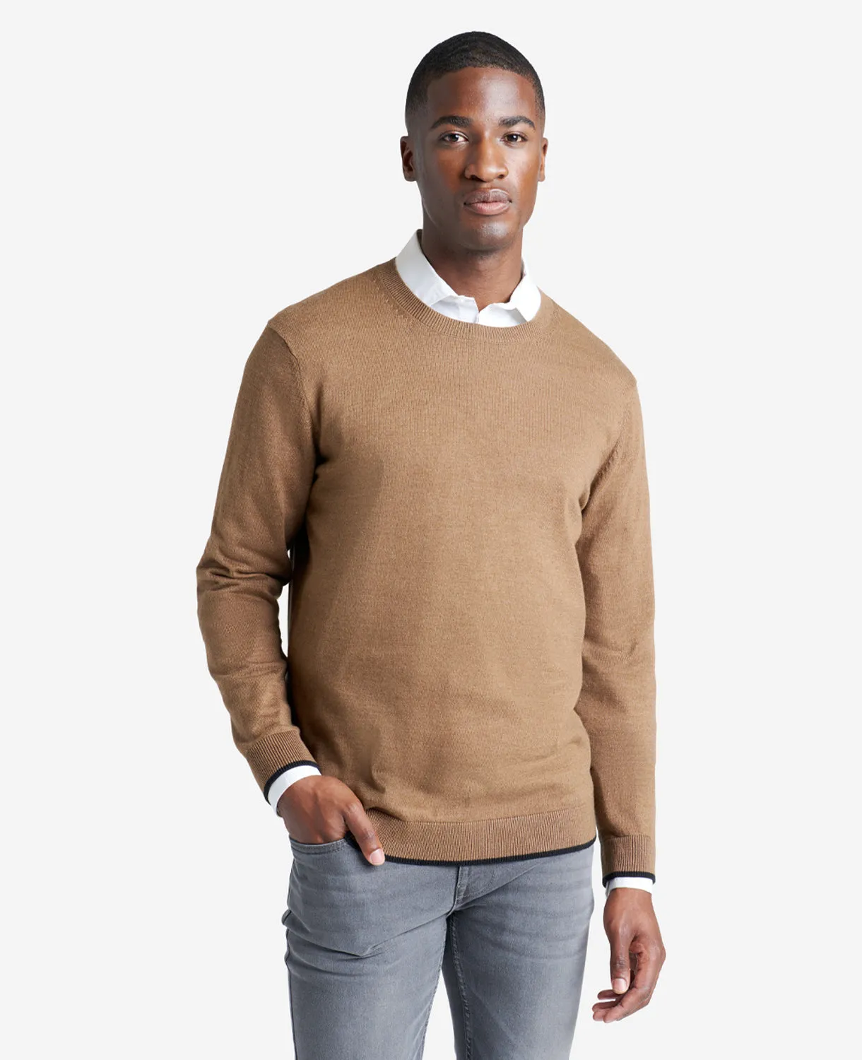 Crewneck Sweater with Tipping Details