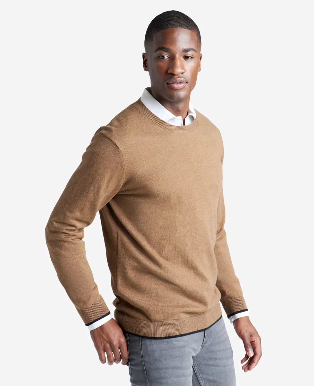 Crewneck Sweater with Tipping Details