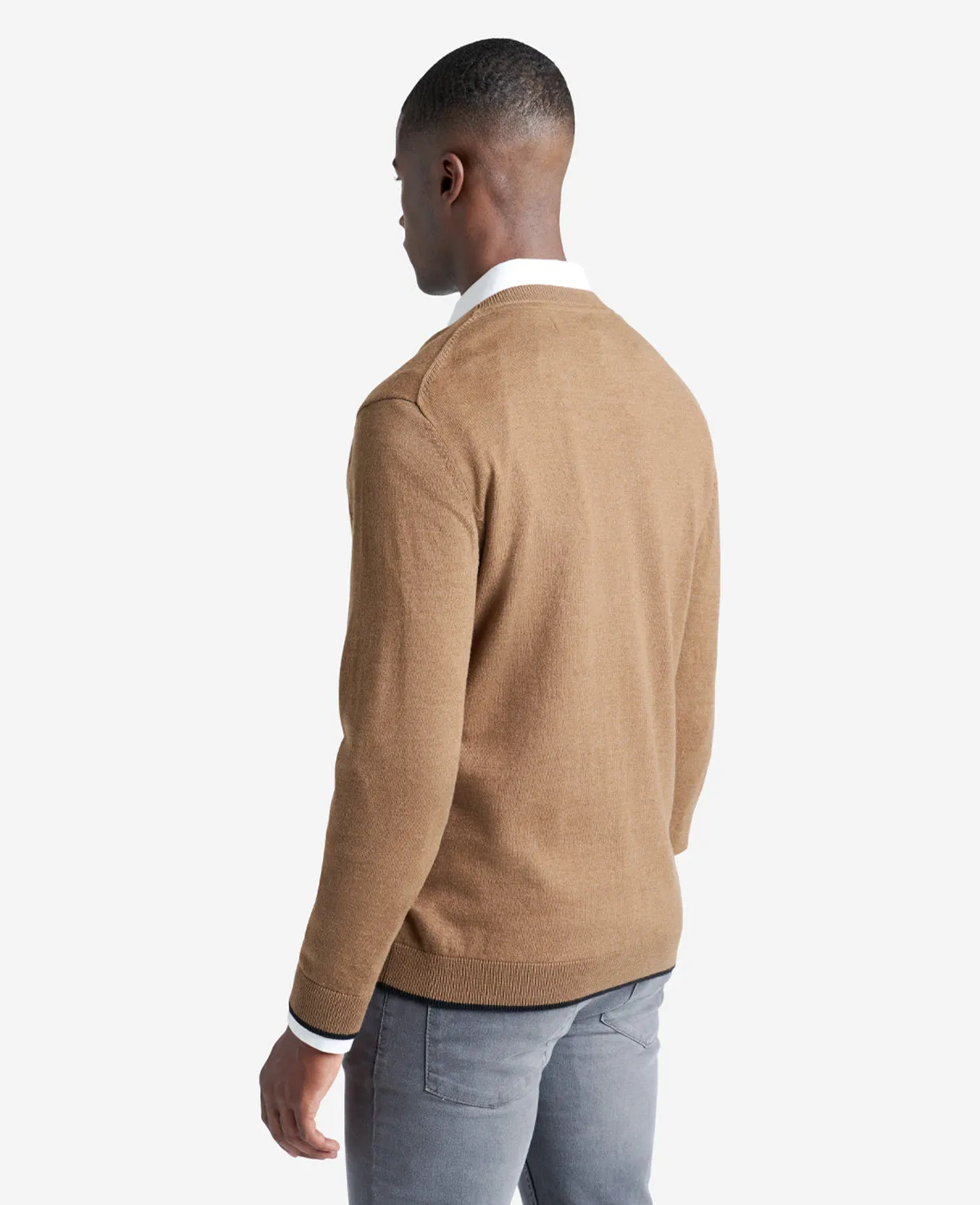 Crewneck Sweater with Tipping Details