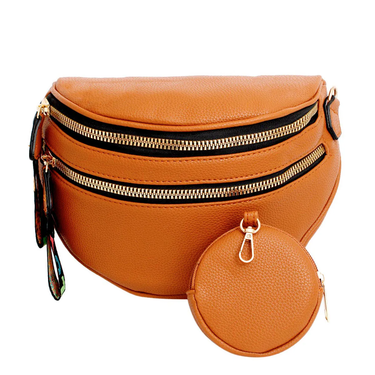 Crossbody Camel Love Zipper Saddle Bag for Women