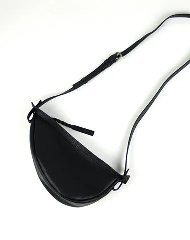 Cute Black Leather Womens Sling Bag Shoulder Bag Crossbody Saddle Bag for Women