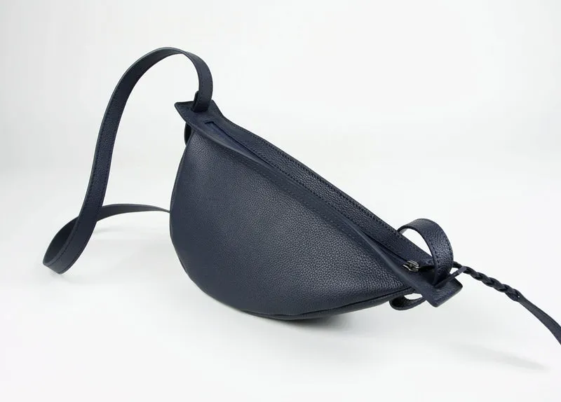 Cute Black Leather Womens Sling Bag Shoulder Bag Crossbody Saddle Bag for Women