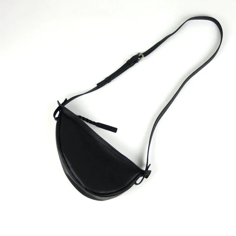 Cute Black Leather Womens Sling Bag Shoulder Bag Crossbody Saddle Bag for Women