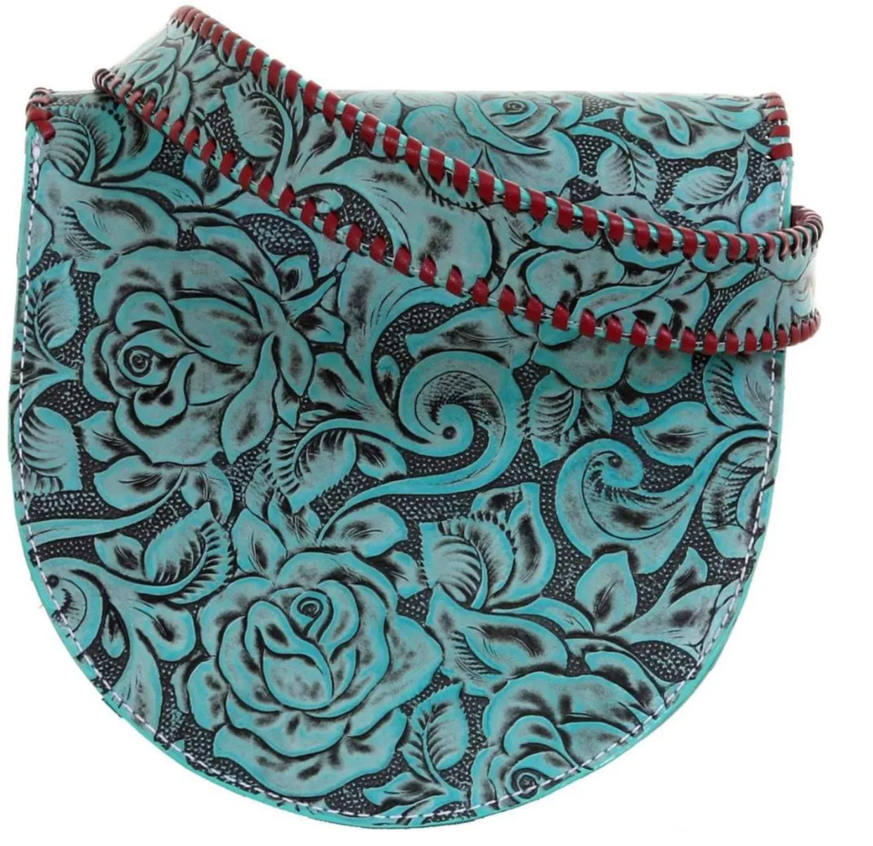 Double J Saddlery Turquoise Antique Floral Saddle Bag SB26