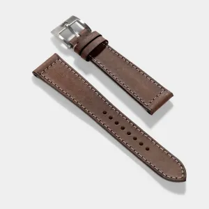 Dry Soil Brown Boxed Leather Watch Strap