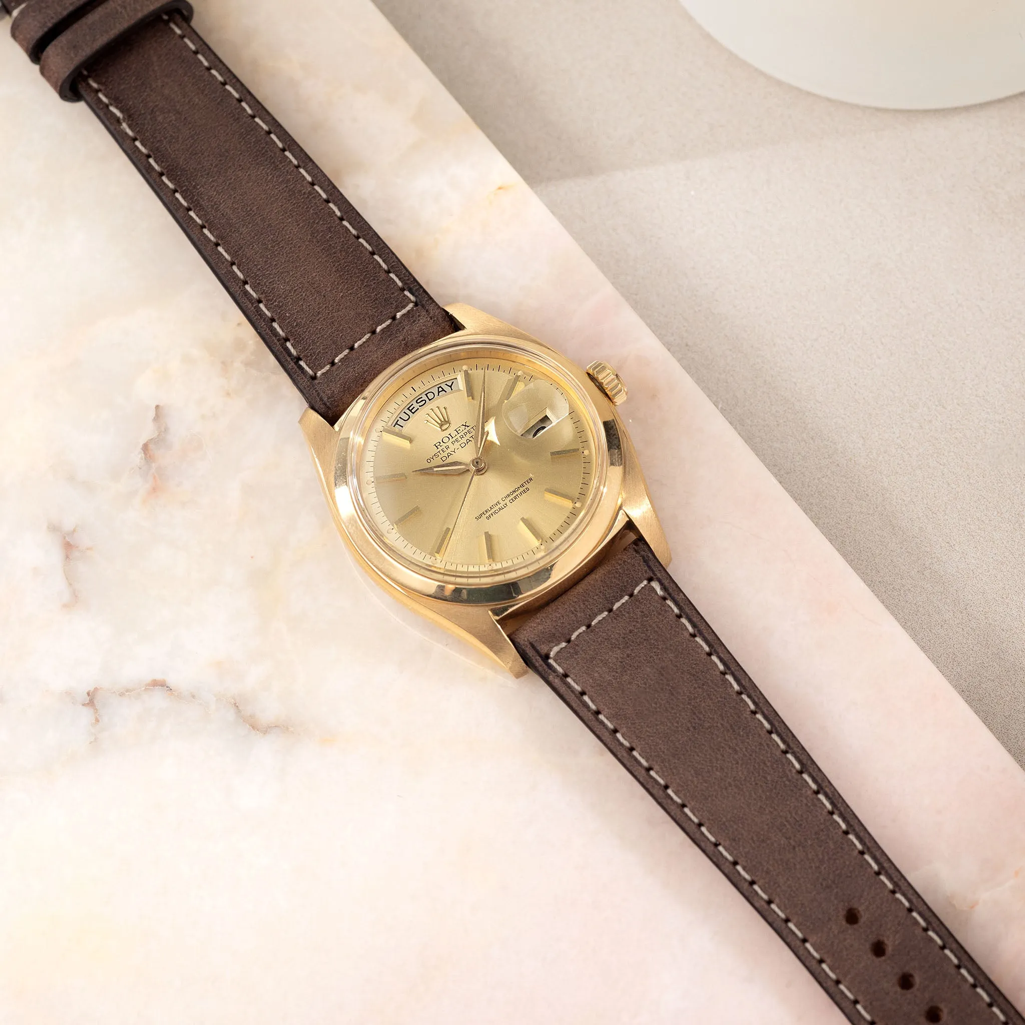 Dry Soil Brown Boxed Leather Watch Strap