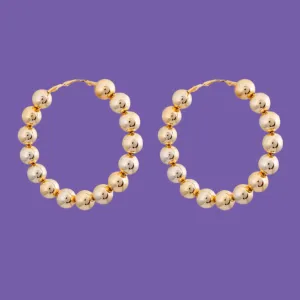 Elegant Gold Hoop Earrings with Bead Details