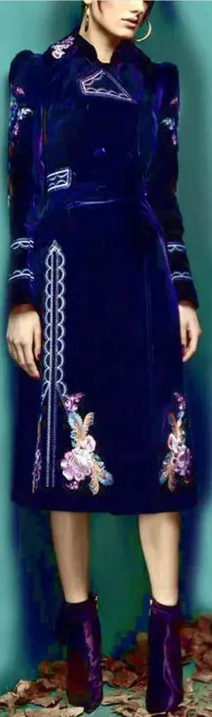 Embroidered Velvet Coat