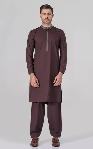 EMBROIDERED WASH & WEAR - PREMIUM COLLECTION DULL MAROON