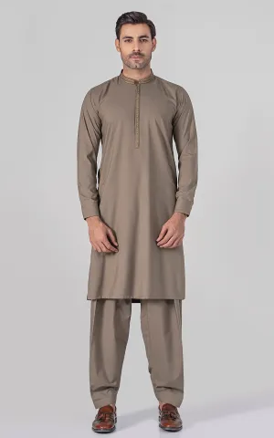 EMBROIDERED WASH & WEAR - PREMIUM COLLECTION DUSKY BROWN