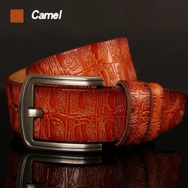 Exotic Texture Pin Buckle Leather Strap Belt